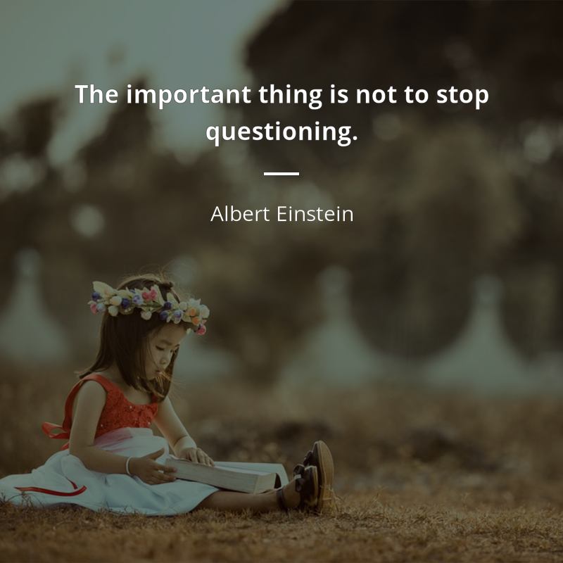 Albert Einstein citation: “The important thing is not to stop questioning.”