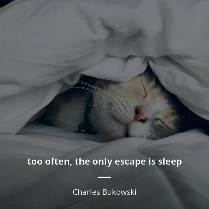 Charles Bukowski citation: “too often, the only escape is sleep”