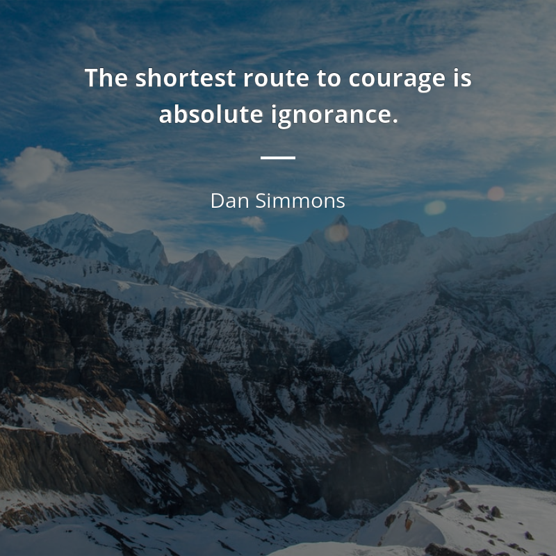 Dan Simmons citation: “The shortest route to courage is absolute ignorance.”