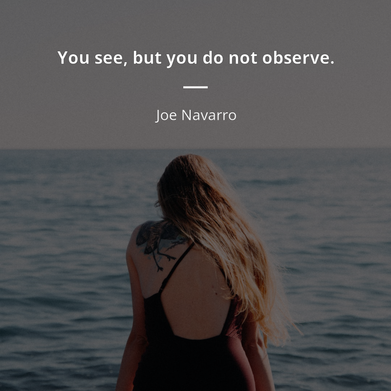 Joe Navarro citation: “You see, but you do not observe.”