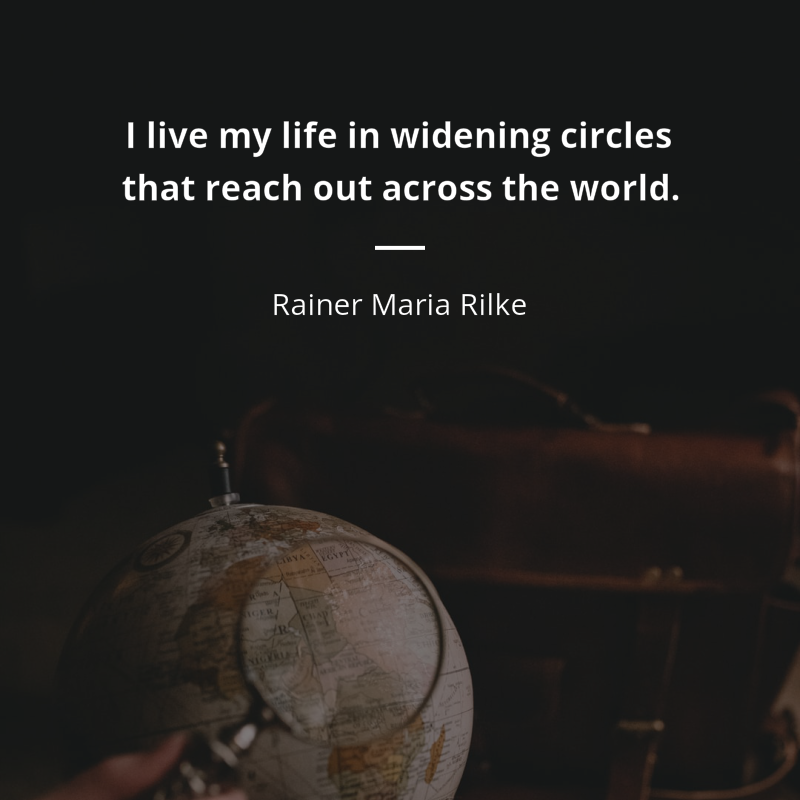 Rainer Maria Rilke citation: “I live my life in widening circles that reach out across the world.”